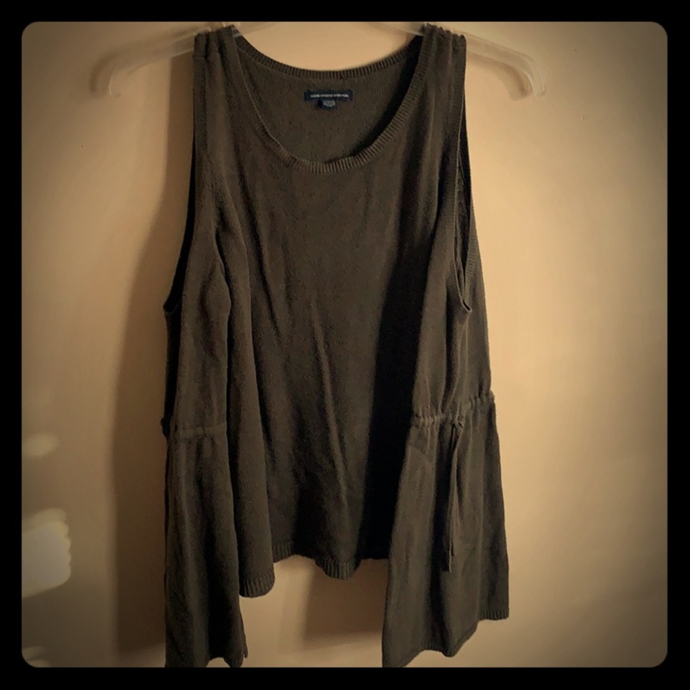 Olive sweater with cut out bell sleeves